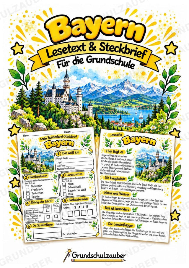 Bayern – Lesetext & Steckbrief | Bundesland Deutschland Grundschule – Cover