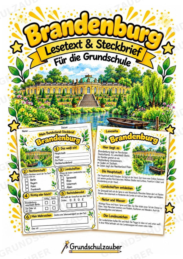 Brandenburg – Lesetext & Steckbrief | Bundesland Deutschland Grundschule – Cover
