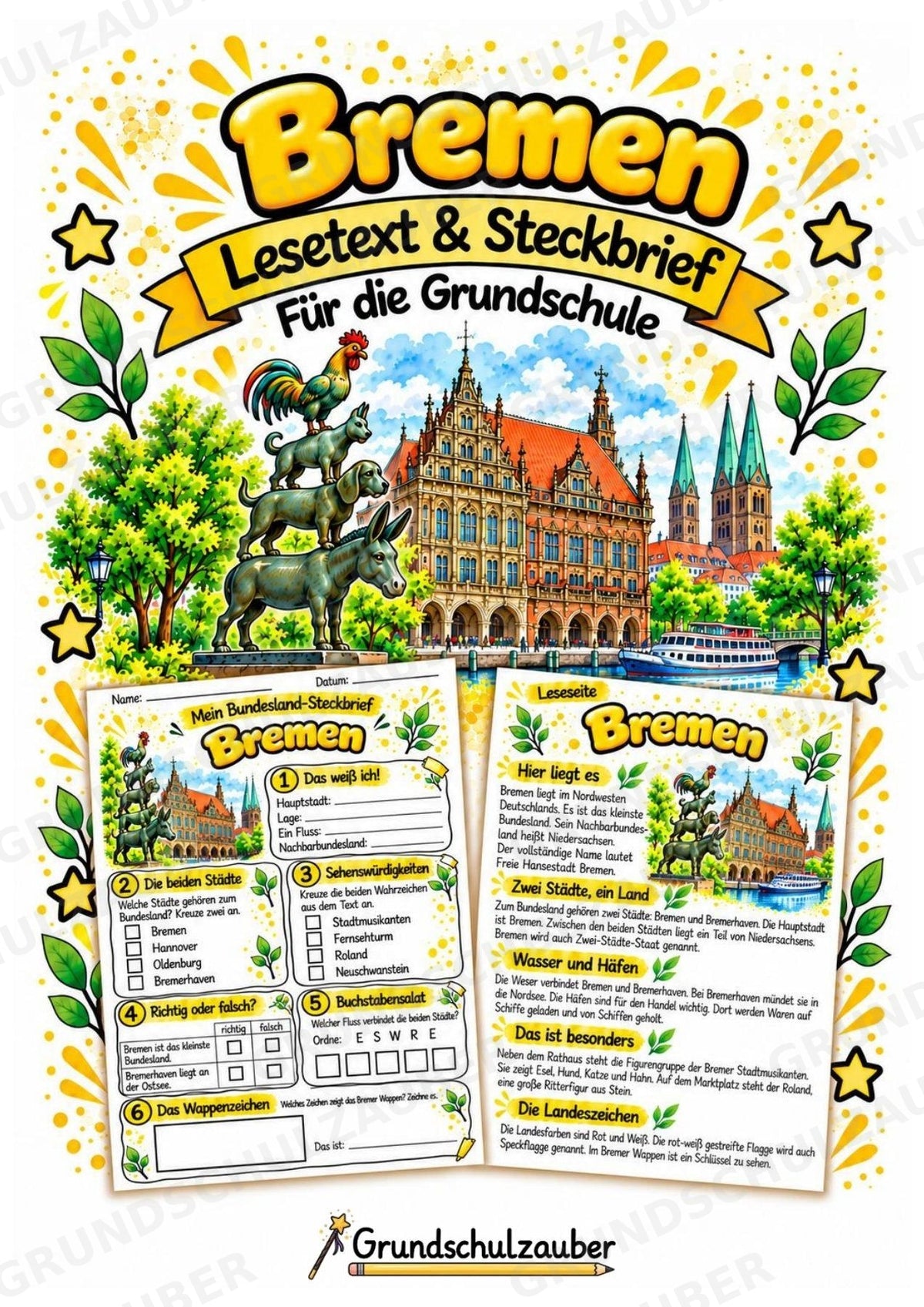 Bremen – Lesetext & Steckbrief | Bundesland Deutschland Grundschule – Cover