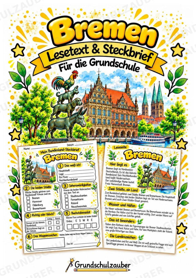 Bremen – Lesetext & Steckbrief | Bundesland Deutschland Grundschule – Cover