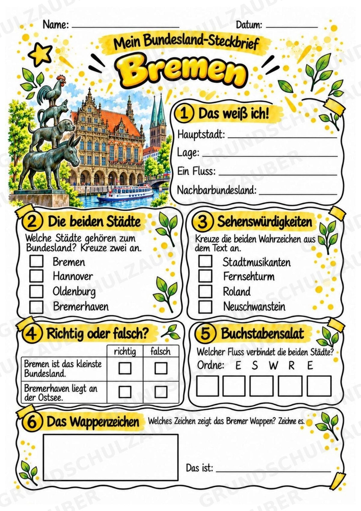 Bremen – Lesetext & Steckbrief | Bundesland Deutschland Grundschule – Materialseite 3