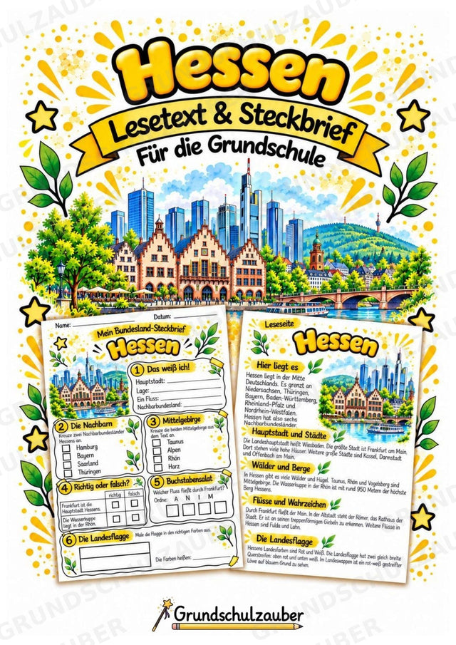 Hessen – Lesetext & Steckbrief | Bundesland Deutschland Grundschule – Cover