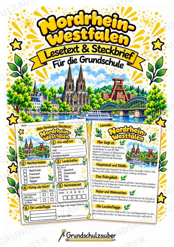 Nordrhein-Westfalen – Lesetext & Steckbrief | Bundesland Deutschland Grundschule