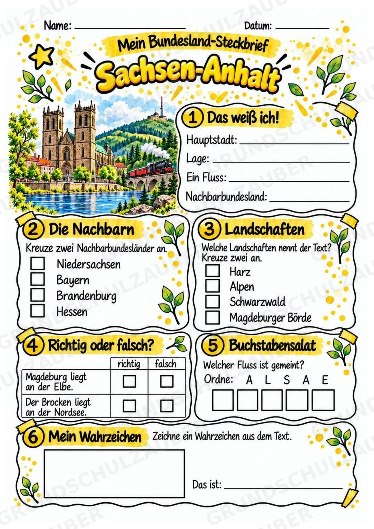 Sachsen Anhalt – Lesetext & Steckbrief | Bundesland Deutschland Grundschule – Materialseite 3
