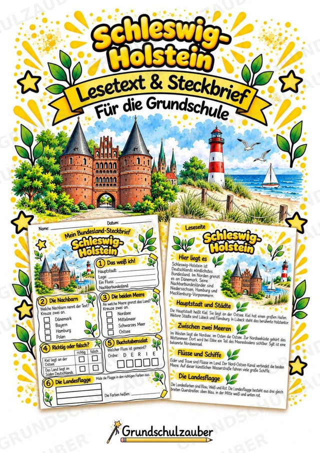 Schleswig Holstein – Lesetext & Steckbrief | Bundesland Deutschland Grundschule – Cover