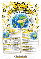 Erde – Steckbrief und Lesetext | Planeten & Sonnensystem für die Grundschule – Cover