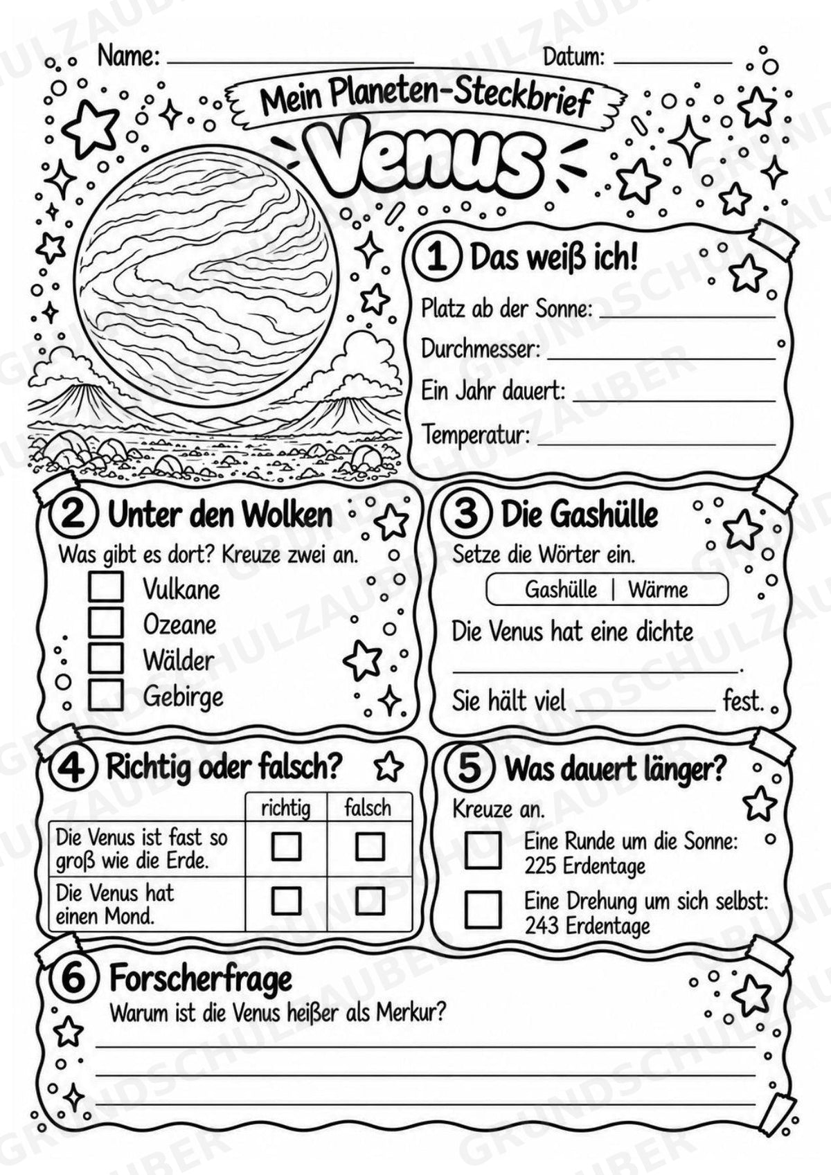 Venus – Steckbrief und Lesetext | Planeten & Sonnensystem für die Grundschule – Materialseite 4