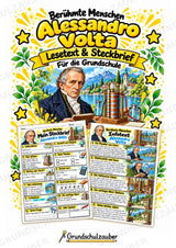 Alessandro Volta – Steckbrief & Infotext für die Grundschule | Berühmte Persönlichkeiten | Sachunterricht – Cover