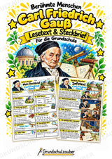 Carl Friedrich Gauss – Steckbrief & Infotext für die Grundschule | Berühmte Persönlichkeiten | Sachunterricht – Cover
