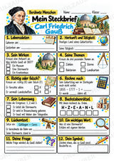 Carl Friedrich Gauss – Steckbrief & Infotext für die Grundschule | Berühmte Persönlichkeiten | Sachunterricht – Materialseite 3
