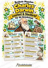 Charles Darwin – Steckbrief & Infotext für die Grundschule | Berühmte Persönlichkeiten | Sachunterricht – Cover