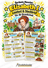 Elisabeth I – Steckbrief & Infotext für die Grundschule | Berühmte Persönlichkeiten | Sachunterricht – Cover