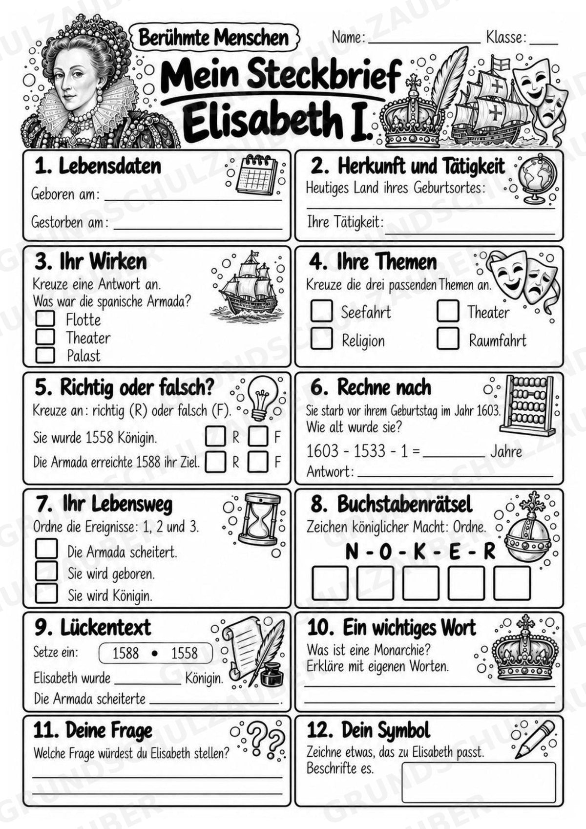 Elisabeth I – Steckbrief & Infotext für die Grundschule | Berühmte Persönlichkeiten | Sachunterricht – Materialseite 4