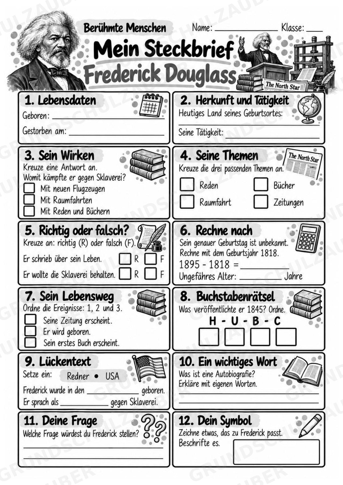 Frederick Douglass – Steckbrief & Infotext für die Grundschule | Berühmte Persönlichkeiten | Sachunterricht – Materialseite 4