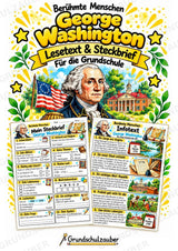George Washington – Steckbrief & Infotext für die Grundschule | Berühmte Persönlichkeiten | Sachunterricht – Cover