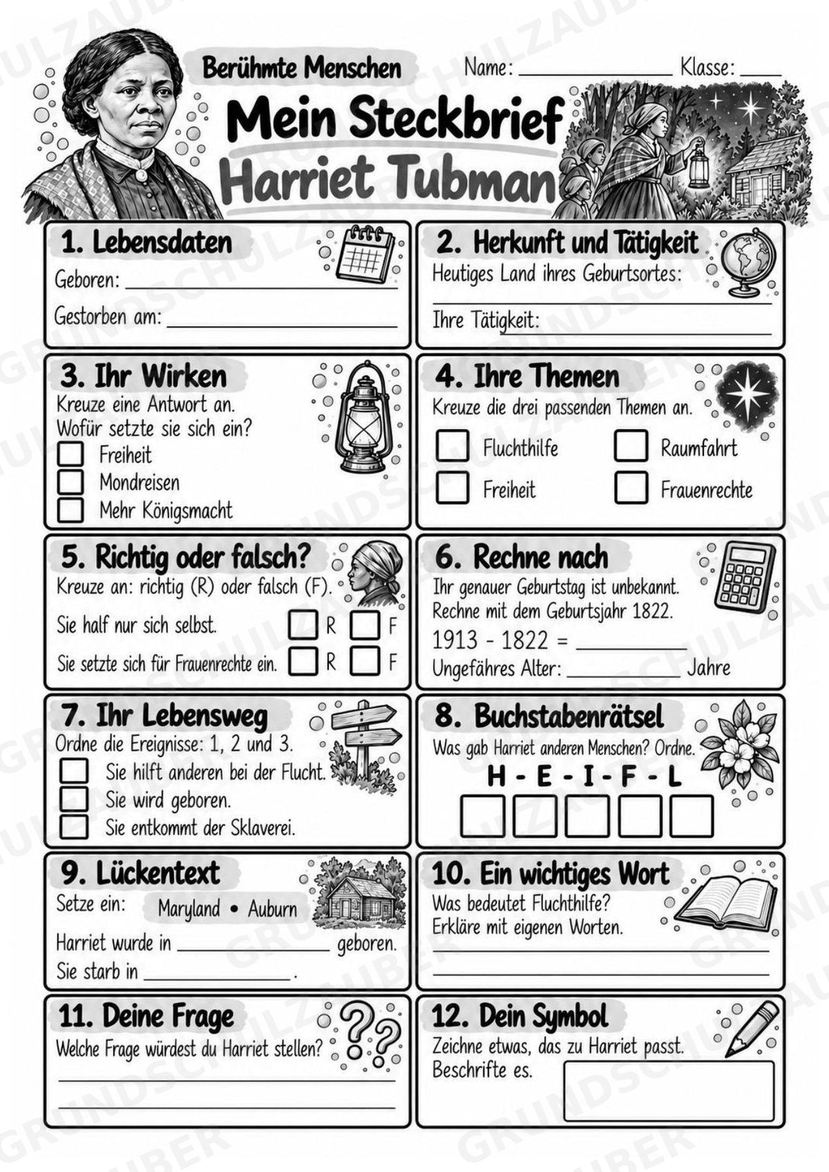 Harriet Tubman – Steckbrief & Infotext für die Grundschule | Berühmte Persönlichkeiten | Sachunterricht – Materialseite 4