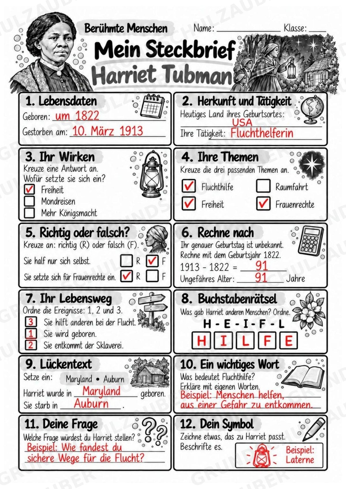 Harriet Tubman – Steckbrief & Infotext für die Grundschule | Berühmte Persönlichkeiten | Sachunterricht – Materialseite 5