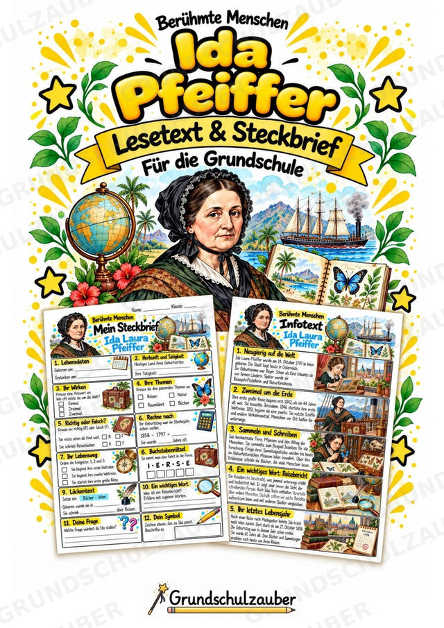 Ida Pfeiffer – Steckbrief & Infotext für die Grundschule | Berühmte Persönlichkeiten | Sachunterricht – Cover