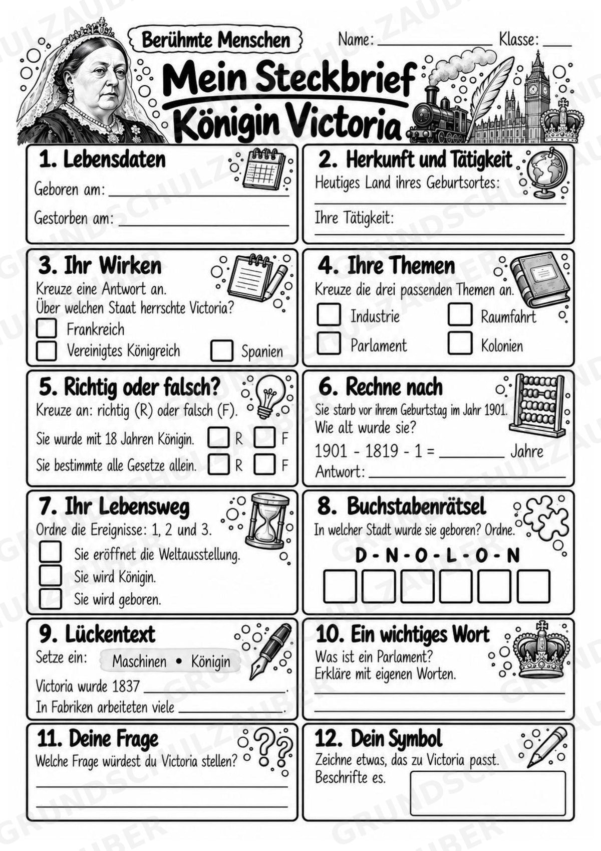Koenigin Victoria – Steckbrief & Infotext für die Grundschule | Berühmte Persönlichkeiten | Sachunterricht – Materialseite 4