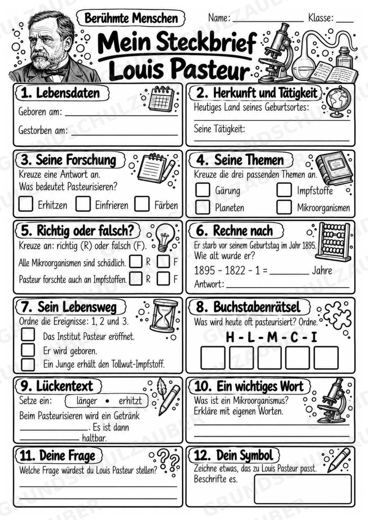Louis Pasteur – Steckbrief & Infotext für die Grundschule | Berühmte Persönlichkeiten | Sachunterricht – Materialseite 4