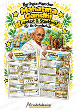 Mahatma Gandhi – Steckbrief & Infotext für die Grundschule | Berühmte Persönlichkeiten | Sachunterricht – Cover