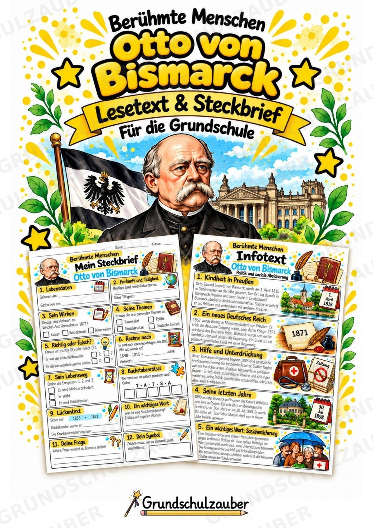 Otto von Bismarck – Steckbrief & Infotext für die Grundschule | Berühmte Persönlichkeiten | Sachunterricht – Cover