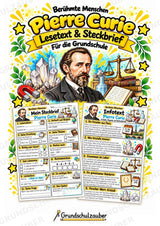 Pierre Curie – Steckbrief & Infotext für die Grundschule | Berühmte Persönlichkeiten | Sachunterricht – Cover