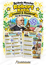 Robert Koch – Steckbrief & Infotext für die Grundschule | Berühmte Persönlichkeiten | Sachunterricht – Cover