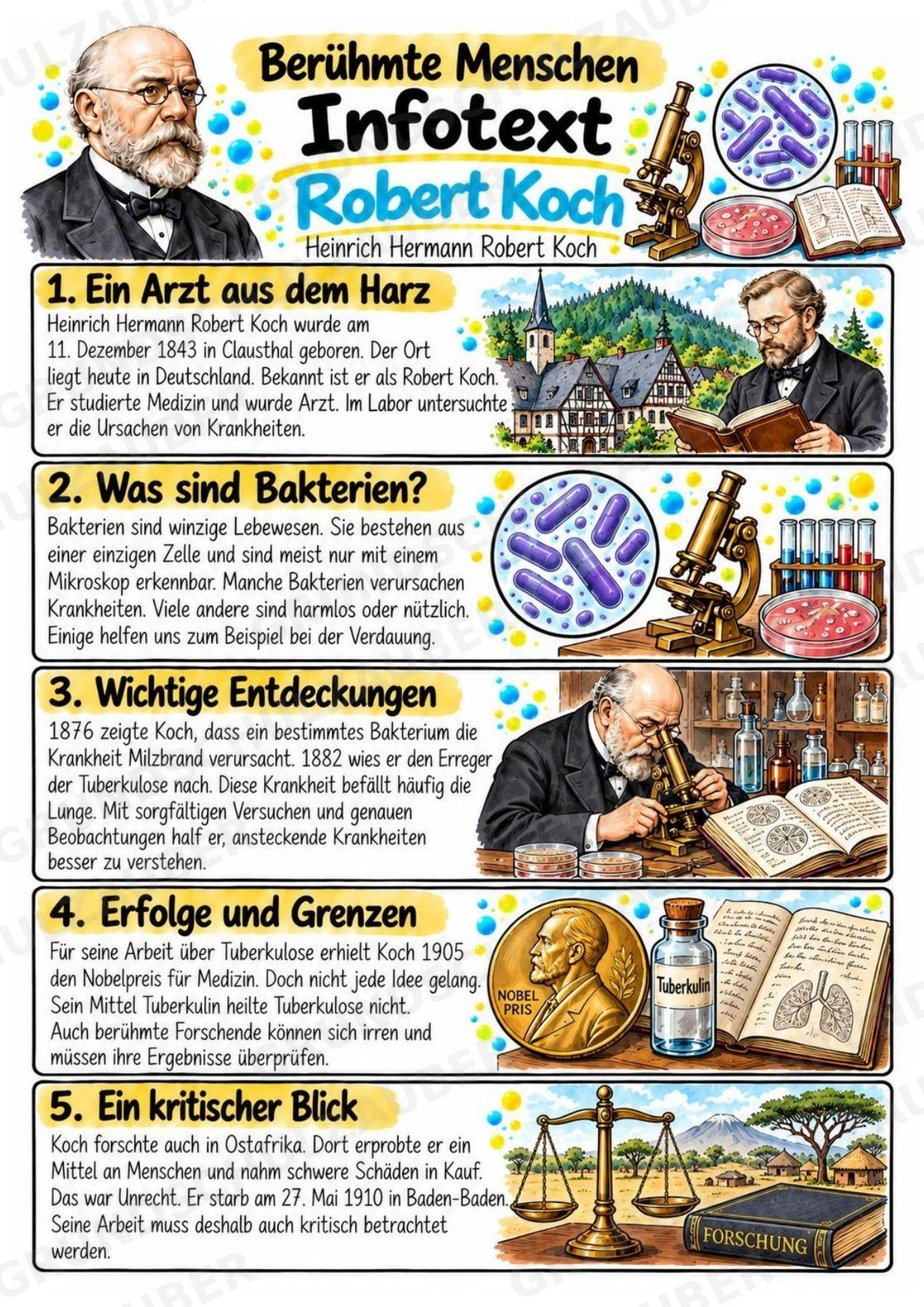 Robert Koch – Steckbrief & Infotext für die Grundschule | Berühmte Persönlichkeiten | Sachunterricht – Materialseite 2