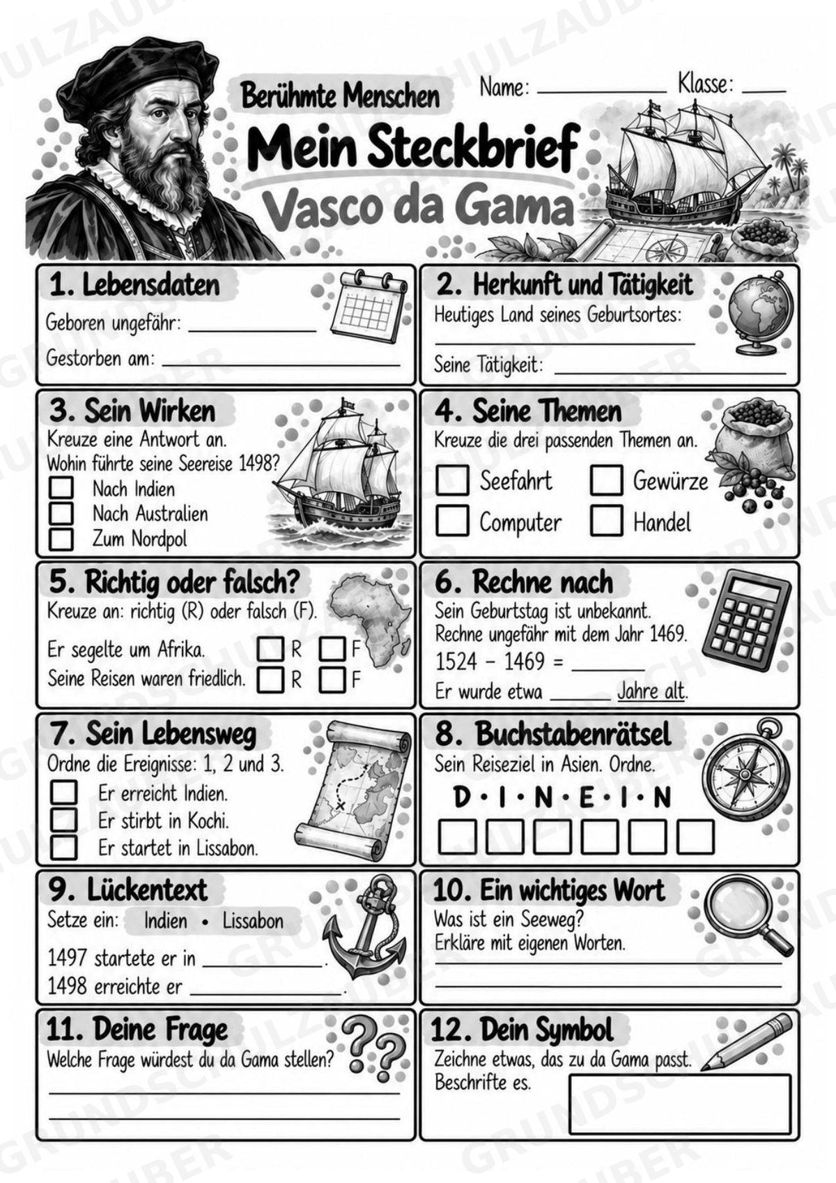 Vasco da Gama – Steckbrief & Infotext für die Grundschule | Berühmte Persönlichkeiten | Sachunterricht – Materialseite 4