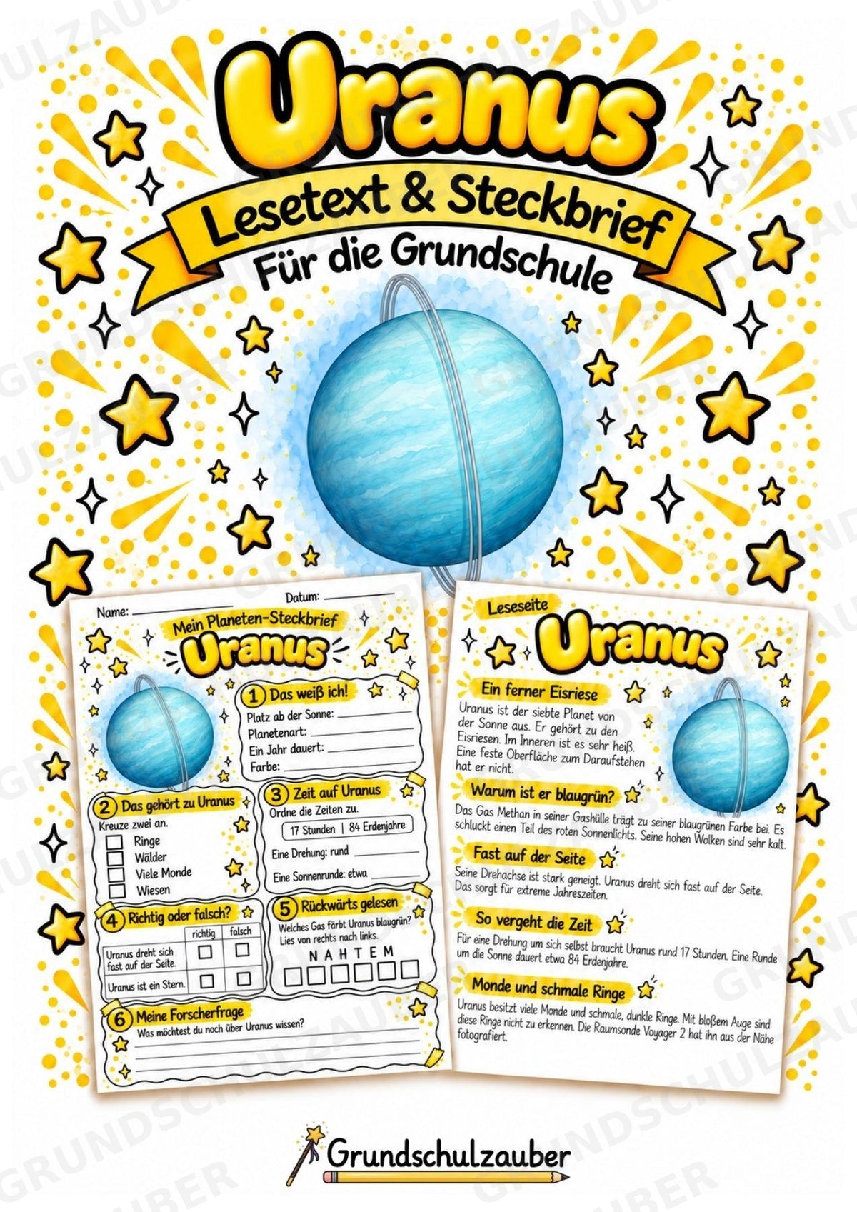 Uranus – Steckbrief und Lesetext | Planeten & Sonnensystem für die Grundschule – Cover