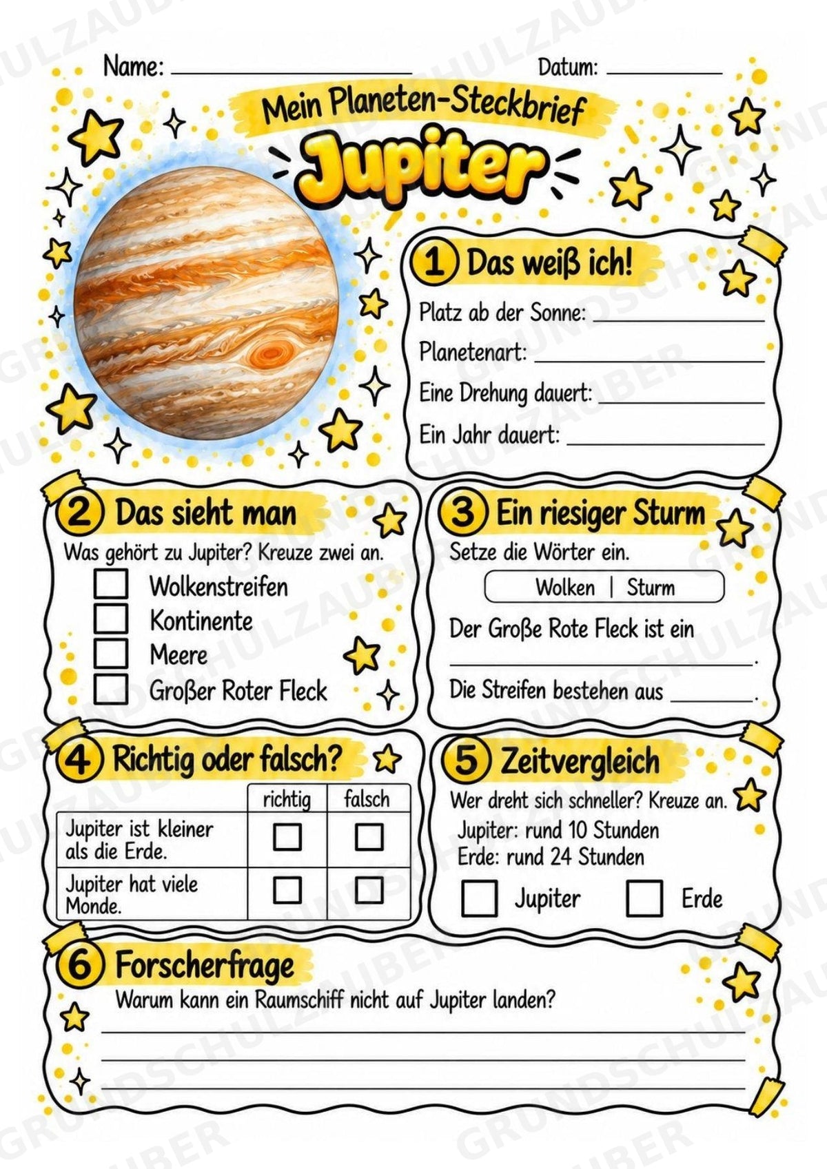 Jupiter – Steckbrief und Lesetext | Planeten & Sonnensystem für die Grundschule – Materialseite 3