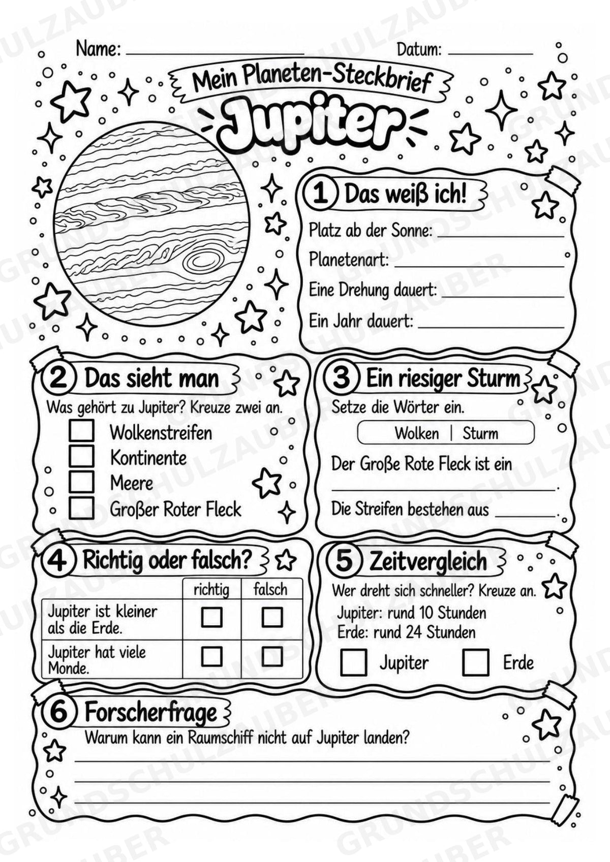 Jupiter – Steckbrief und Lesetext | Planeten & Sonnensystem für die Grundschule – Materialseite 4