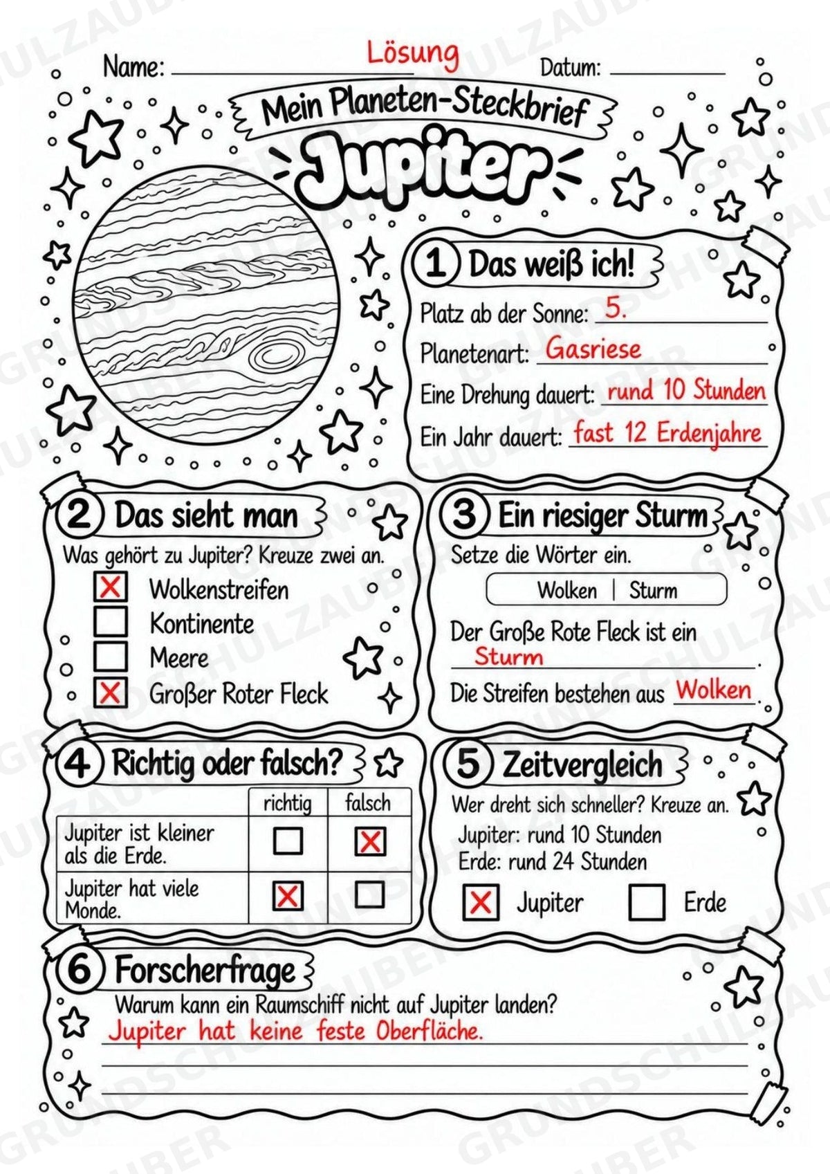 Jupiter – Steckbrief und Lesetext | Planeten & Sonnensystem für die Grundschule – Materialseite 5