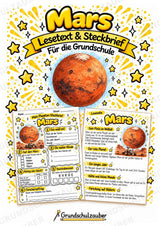 Mars – Steckbrief und Lesetext | Planeten & Sonnensystem für die Grundschule – Cover