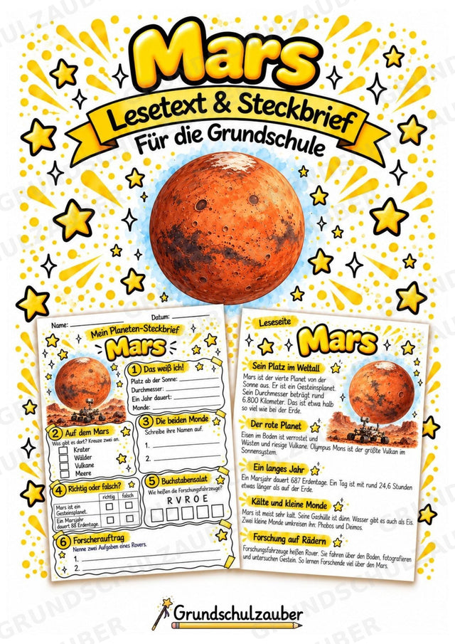 Mars – Steckbrief und Lesetext | Planeten & Sonnensystem für die Grundschule – Cover