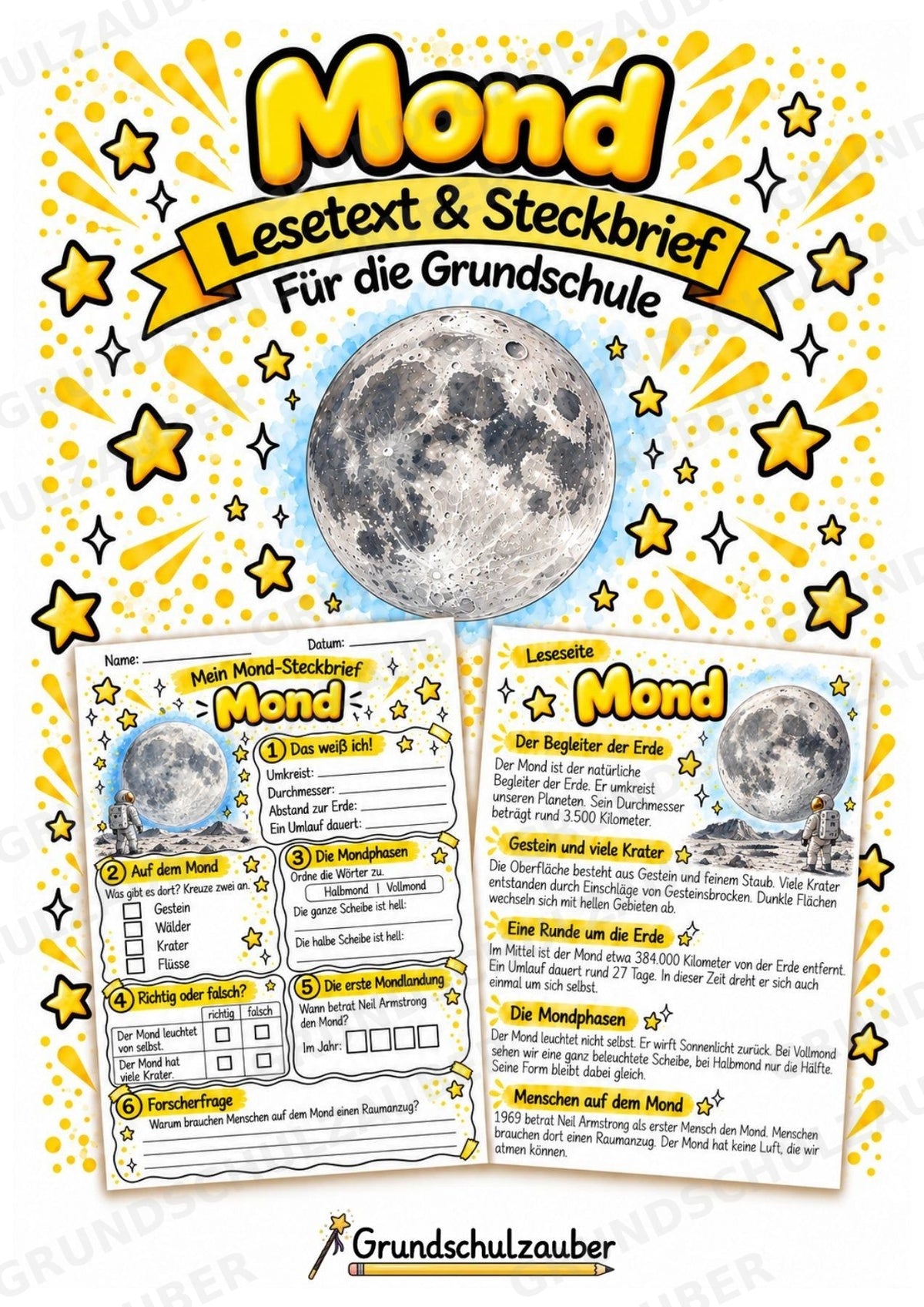 Mond – Steckbrief und Lesetext | Planeten & Sonnensystem für die Grundschule – Cover