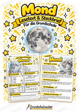 Mond – Steckbrief und Lesetext | Planeten & Sonnensystem für die Grundschule – Cover