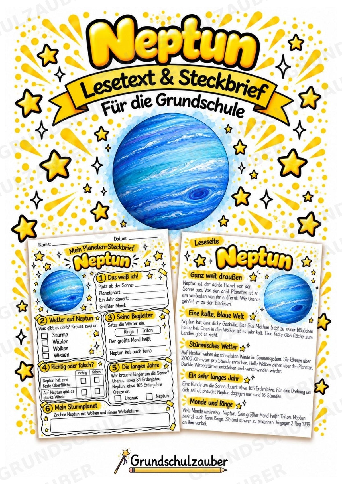 Neptun – Steckbrief und Lesetext | Planeten & Sonnensystem für die Grundschule – Cover