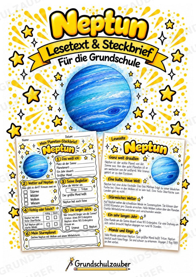 Neptun – Steckbrief und Lesetext | Planeten & Sonnensystem für die Grundschule – Cover