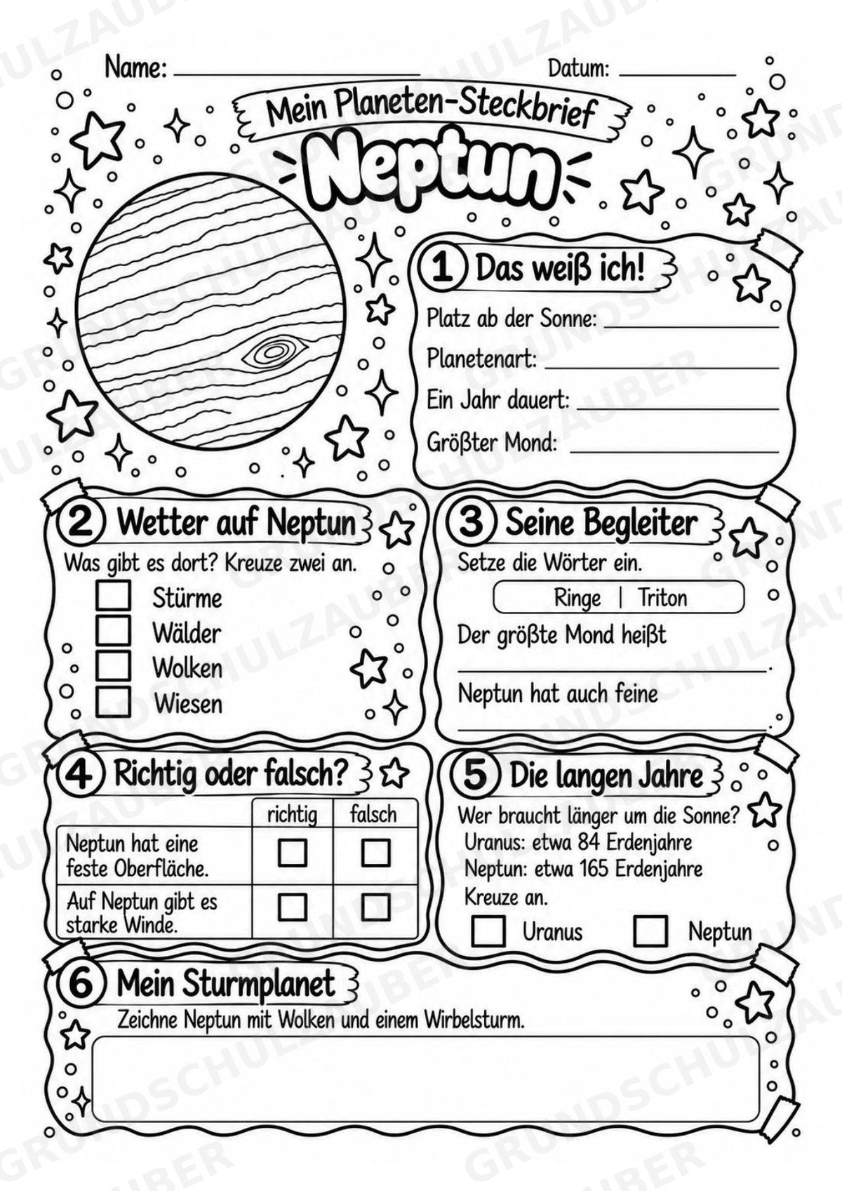 Neptun – Steckbrief und Lesetext | Planeten & Sonnensystem für die Grundschule – Materialseite 4