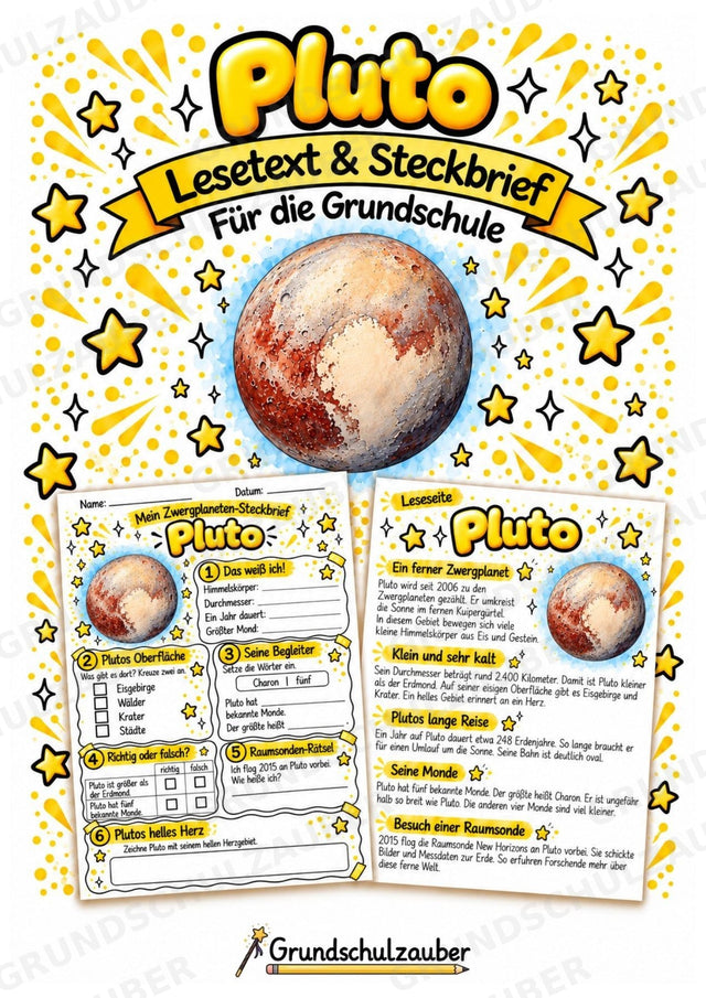 Pluto – Steckbrief und Lesetext | Planeten & Sonnensystem für die Grundschule – Cover