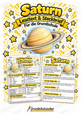 Saturn – Steckbrief und Lesetext | Planeten & Sonnensystem für die Grundschule – Cover